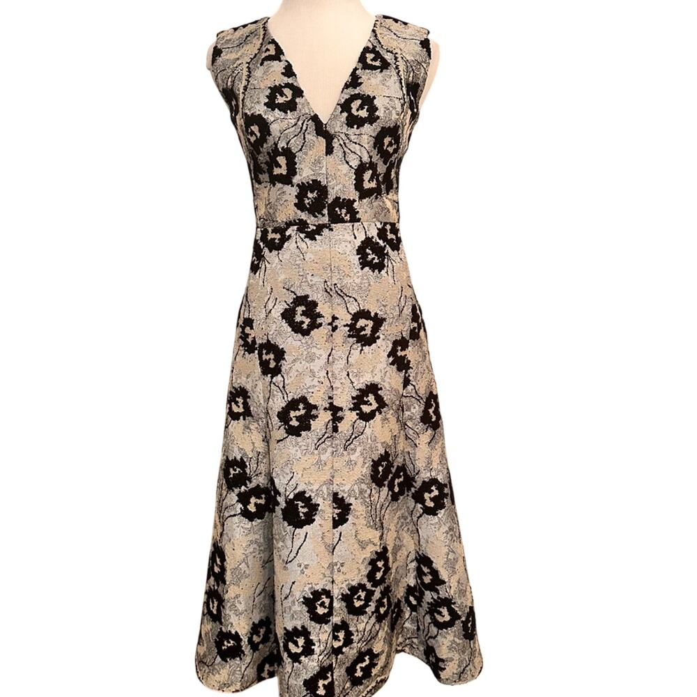 BCBG Black and White A-Line Midi Dress for Cocktail (Size 4)